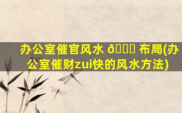 办公室催官风水 🐘 布局(办公室催财zui
快的风水方法)